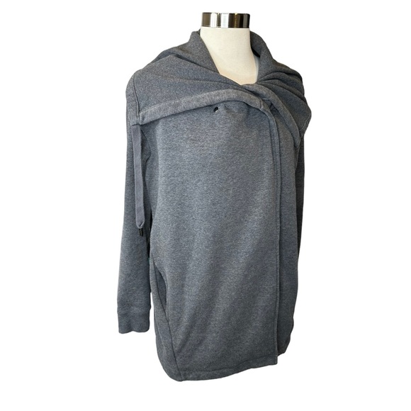 Zella Sweater Womens Sweatshirt Cardigan Cowl Neck Stretchy Pockets Gray Medium - Picture 3 of 8
